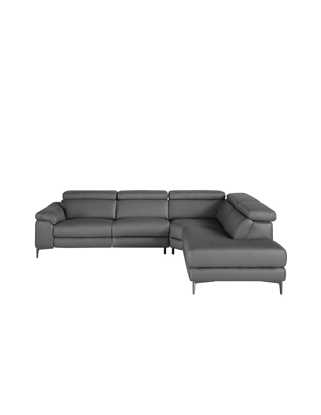 Sofá chaise longue relax derecha piel gris oscuro