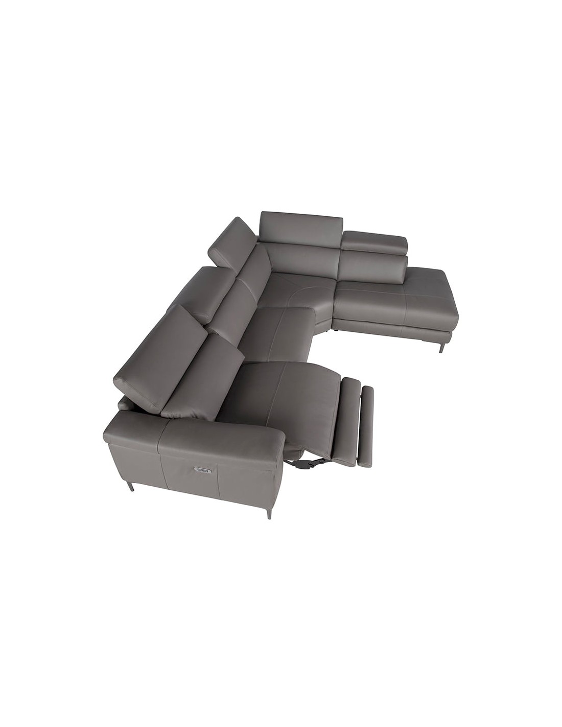 Sofá chaise longue relax derecha piel gris oscuro