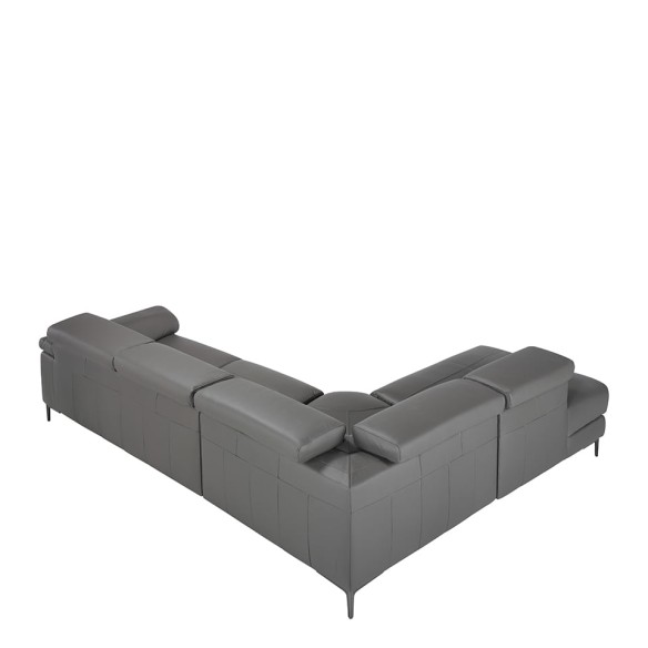 Sofá chaise longue relax izquierda piel gris oscuro