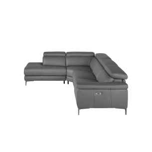 Sofá chaise longue relax izquierda piel gris oscuro 2