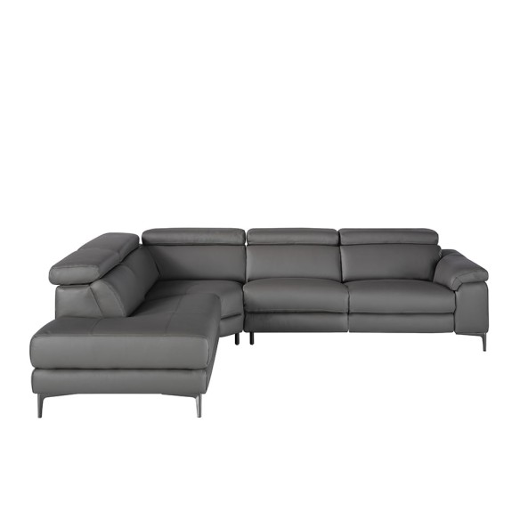 Sofá chaise longue relax izquierda piel gris oscuro