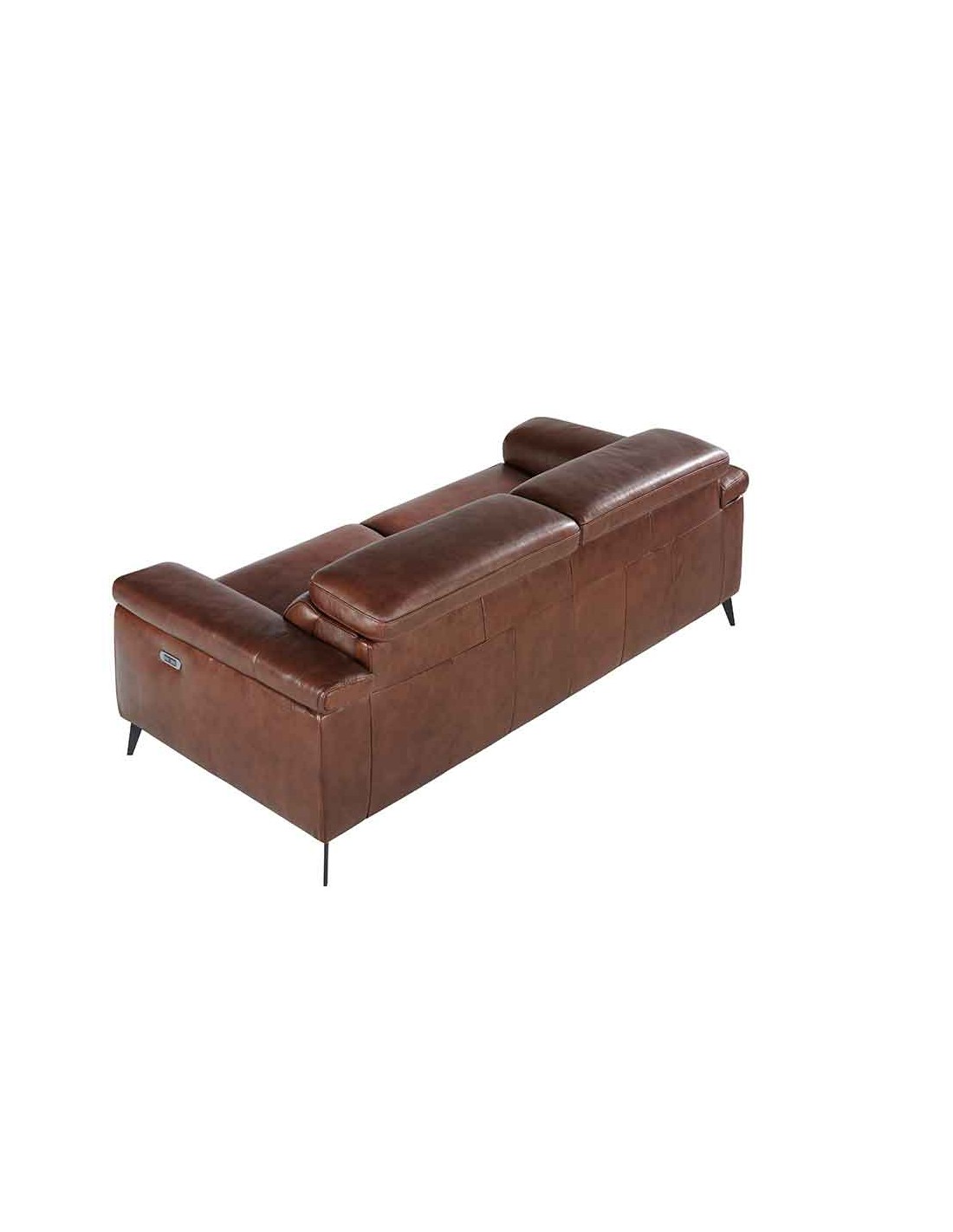 Sofá relax 3 plazas piel marrón