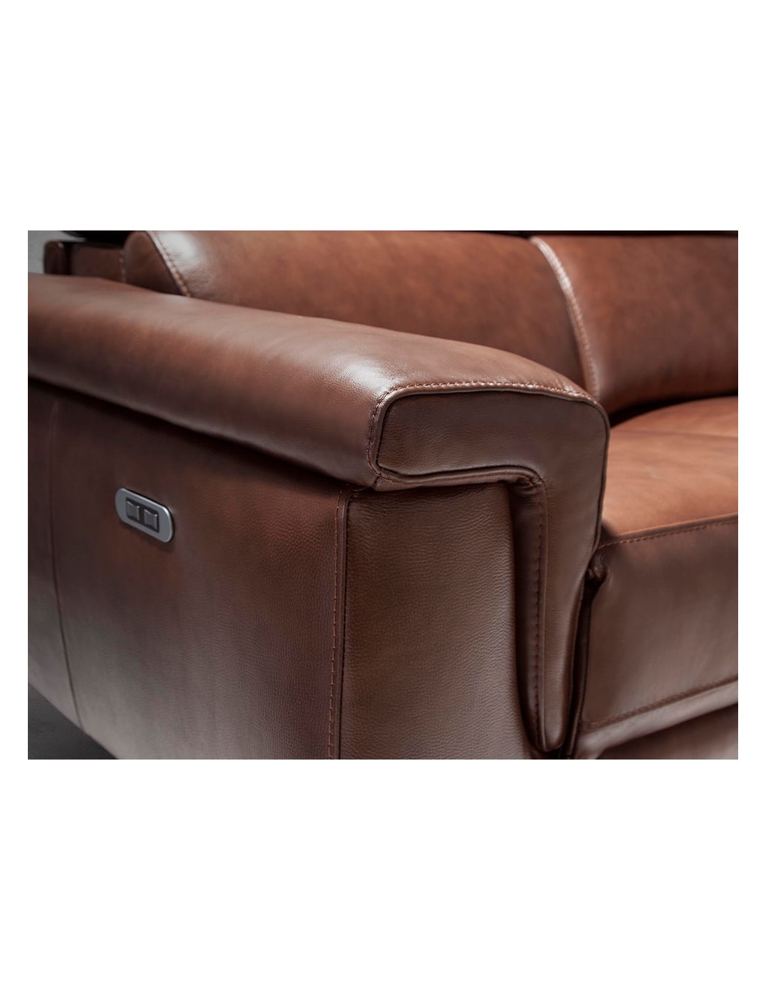 Sofá relax 3 plazas piel marrón