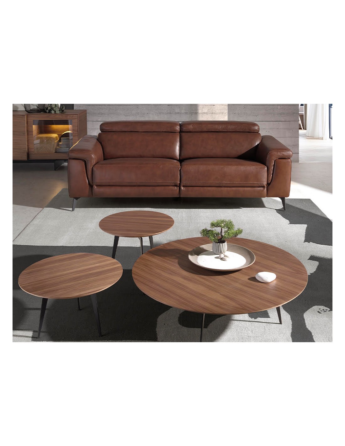 Sofá relax 3 plazas piel marrón