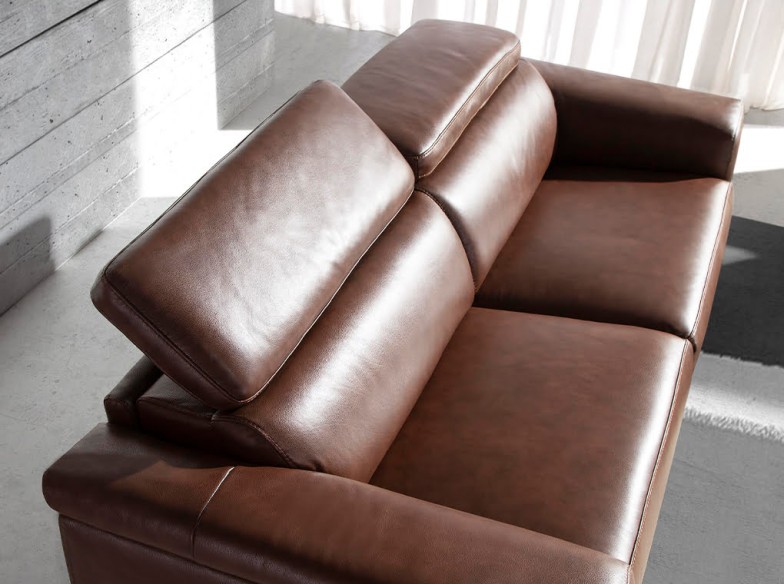 Sofá relax 3 plazas piel marrón
