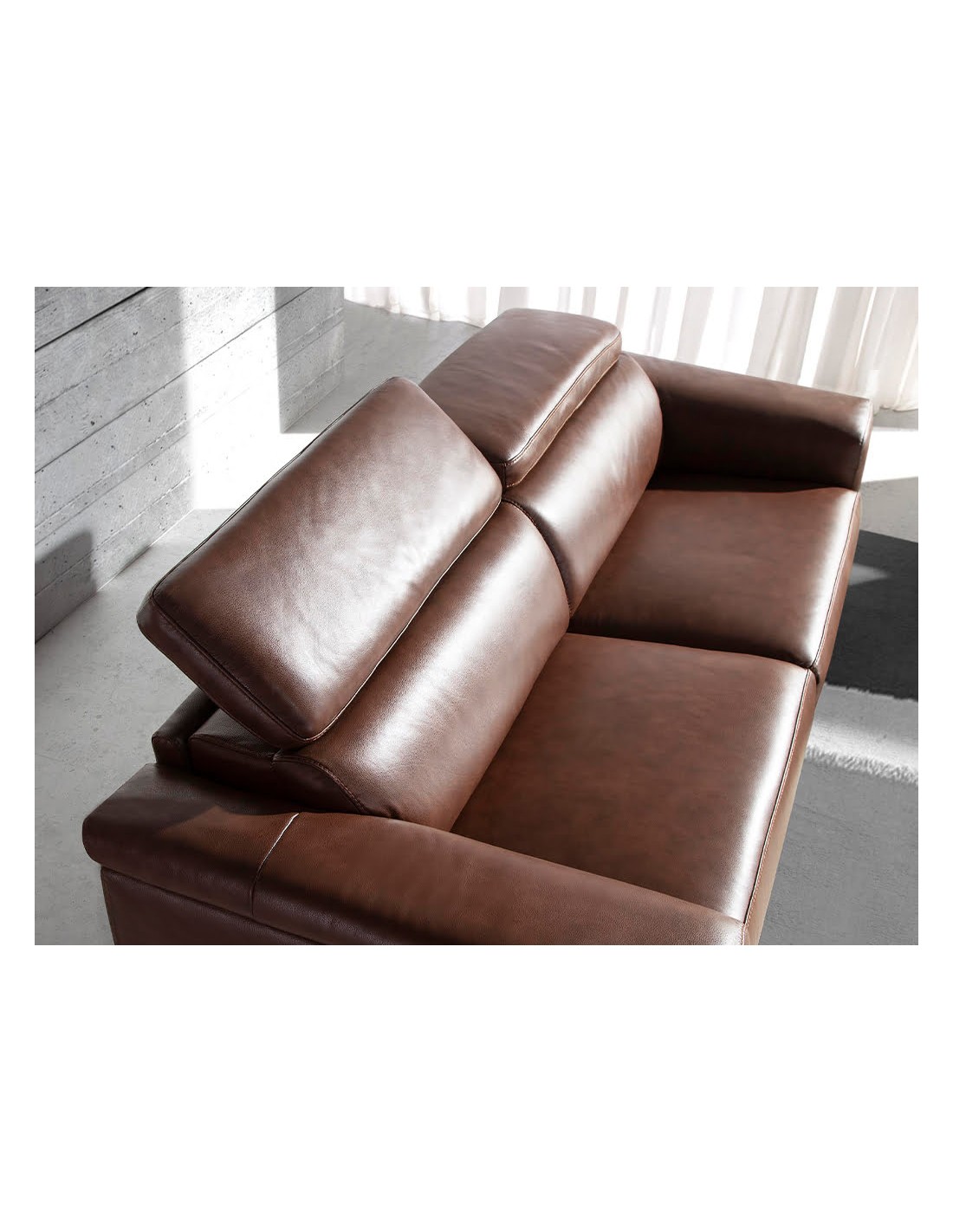 Sofá relax 3 plazas piel marrón