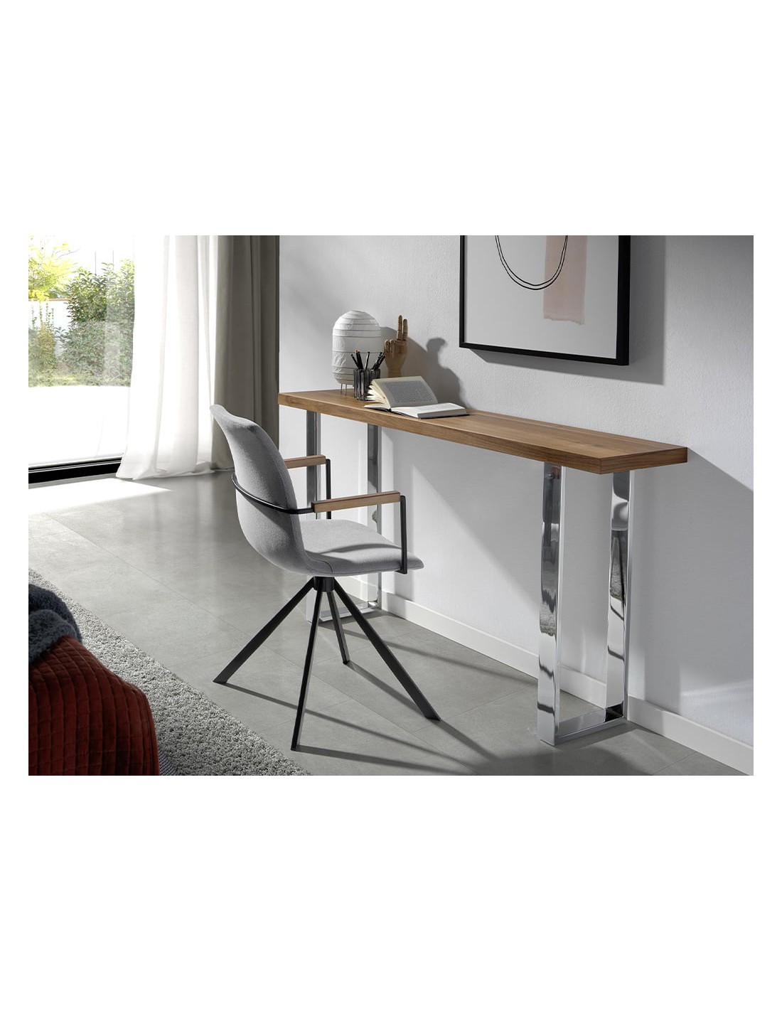 Silla giratoria tela gris oscuro