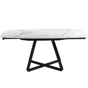 Mesa comedor extensible ovalada barril mármol porcelánico... 2