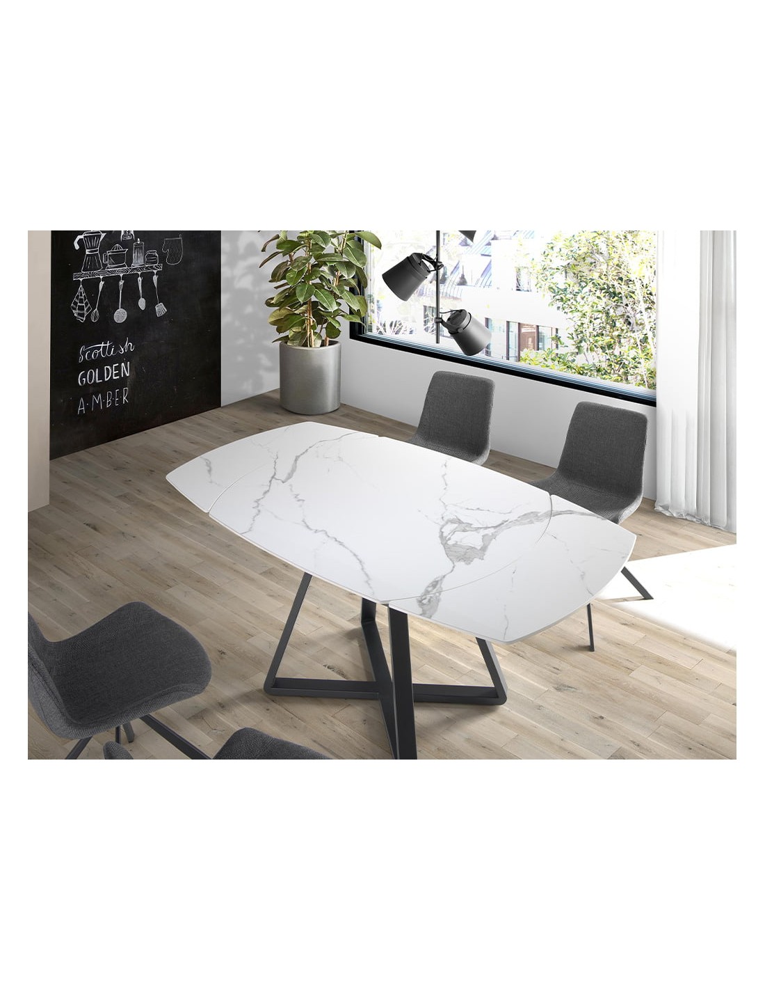 Mesa comedor extensible ovalada barril mármol...