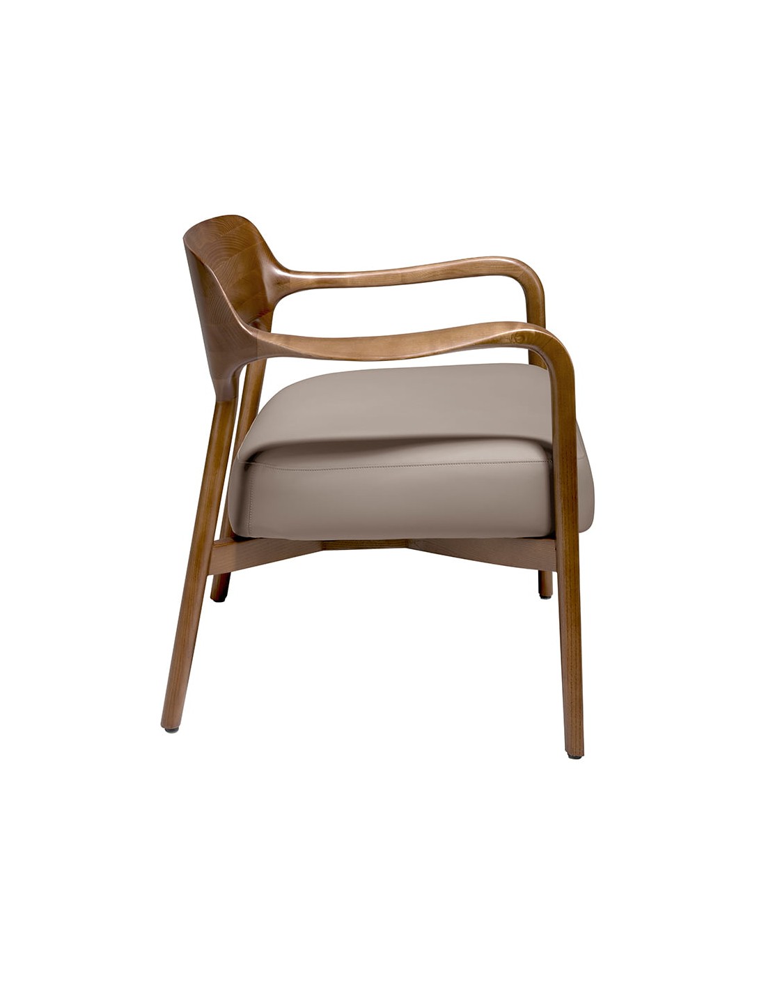 Sillón nogal y polipiel visón