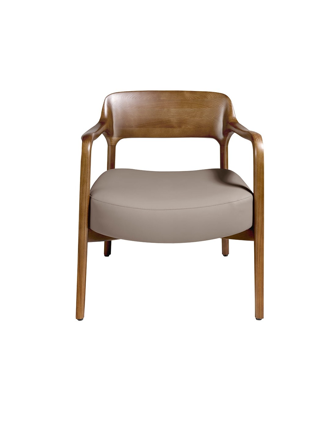 Sillón nogal y polipiel visón