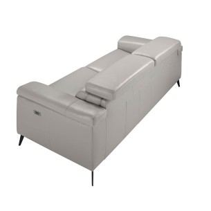 Sofá relax 3 plazas piel gris