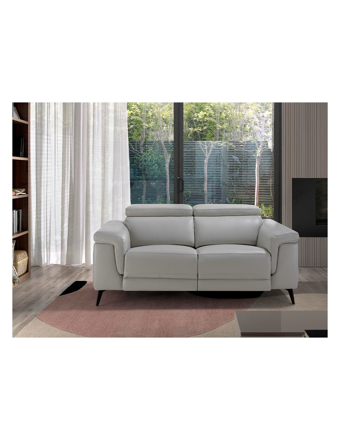 Sofá relax 2 plazas piel gris