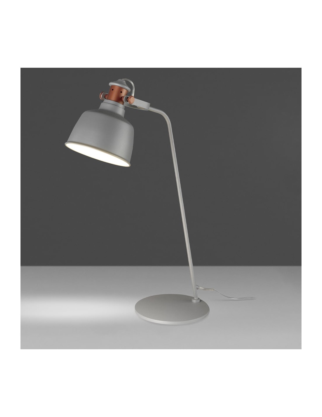 Lámpara de sobremesa acero gris y detalles bronce