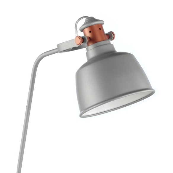 Lámpara de sobremesa acero gris y detalles bronce