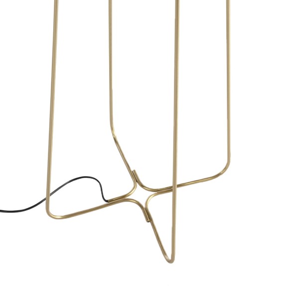 Lámpara de pie acero dorado y cristal blanco