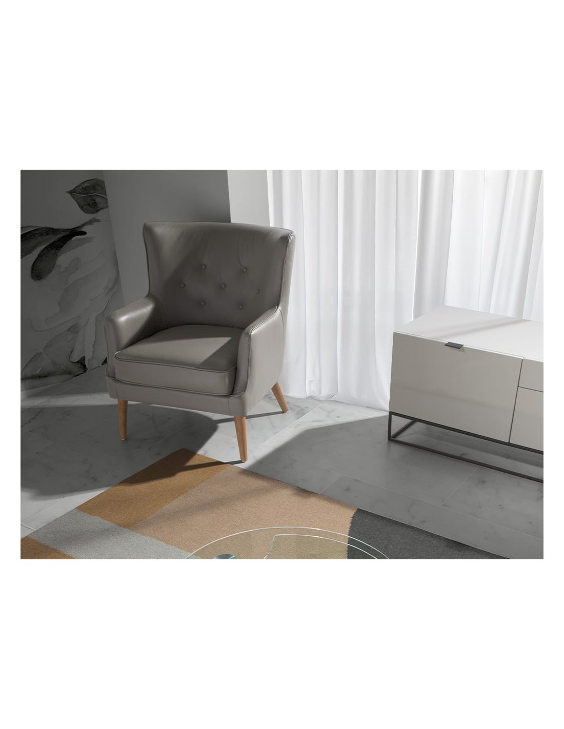 Sillón Chester piel gris oscuro