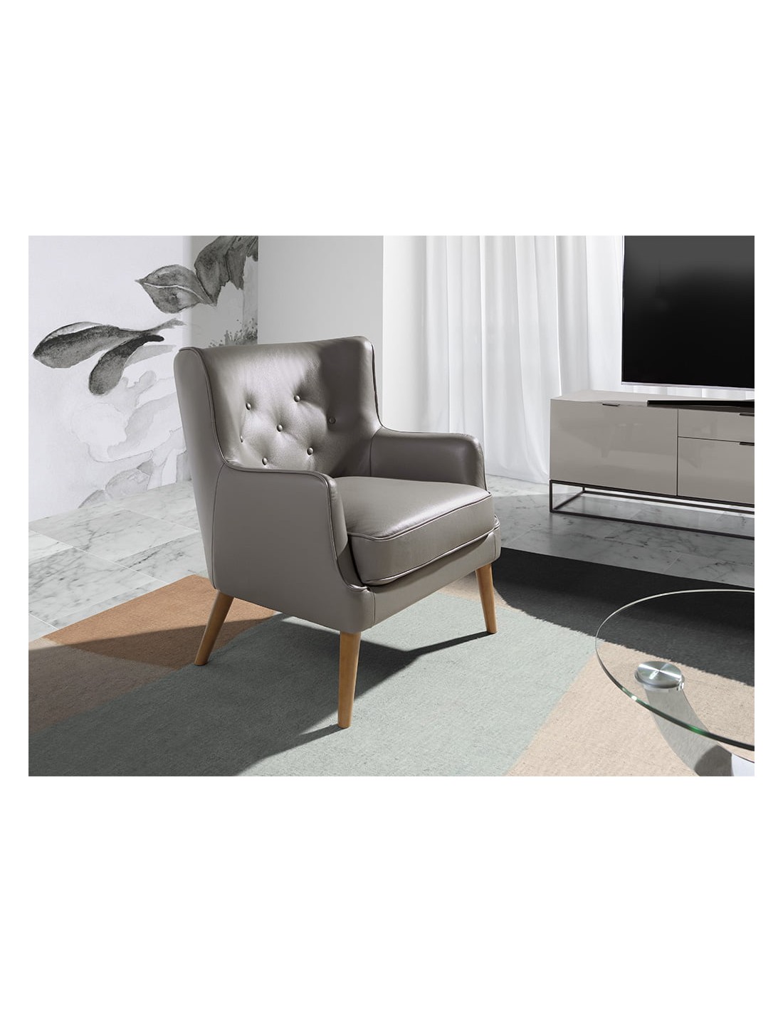 Sillón Chester piel gris oscuro