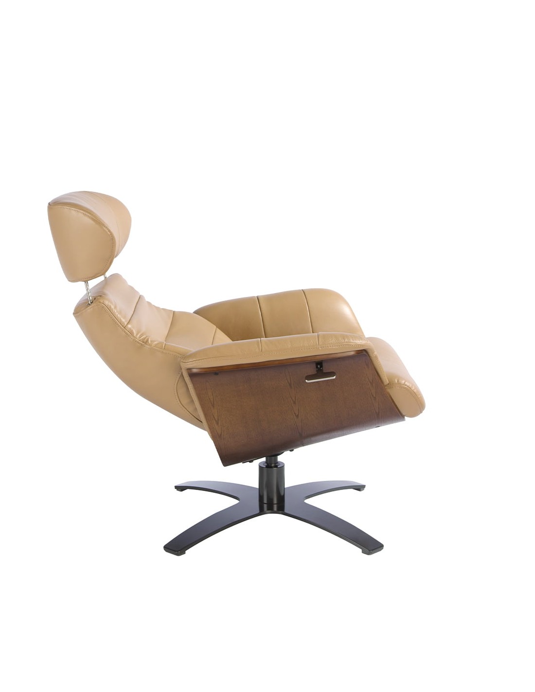 Sillón giratorio reclinable piel arena