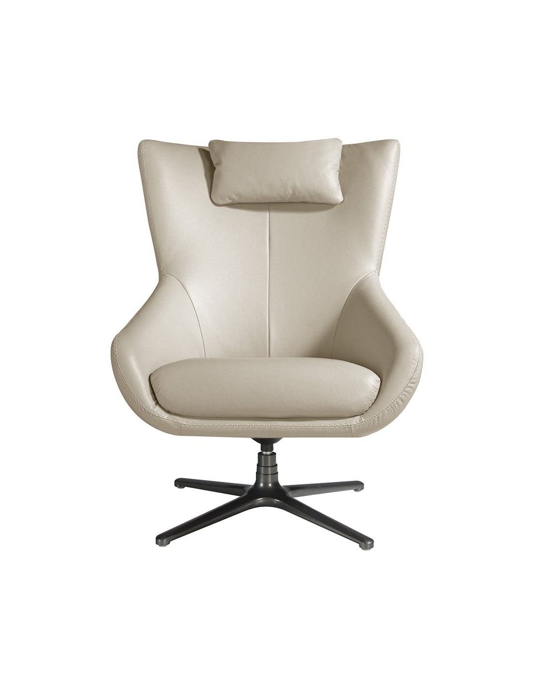 Sillón giratorio piel gris taupe