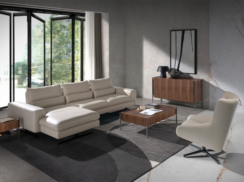 Sillón giratorio piel gris taupe