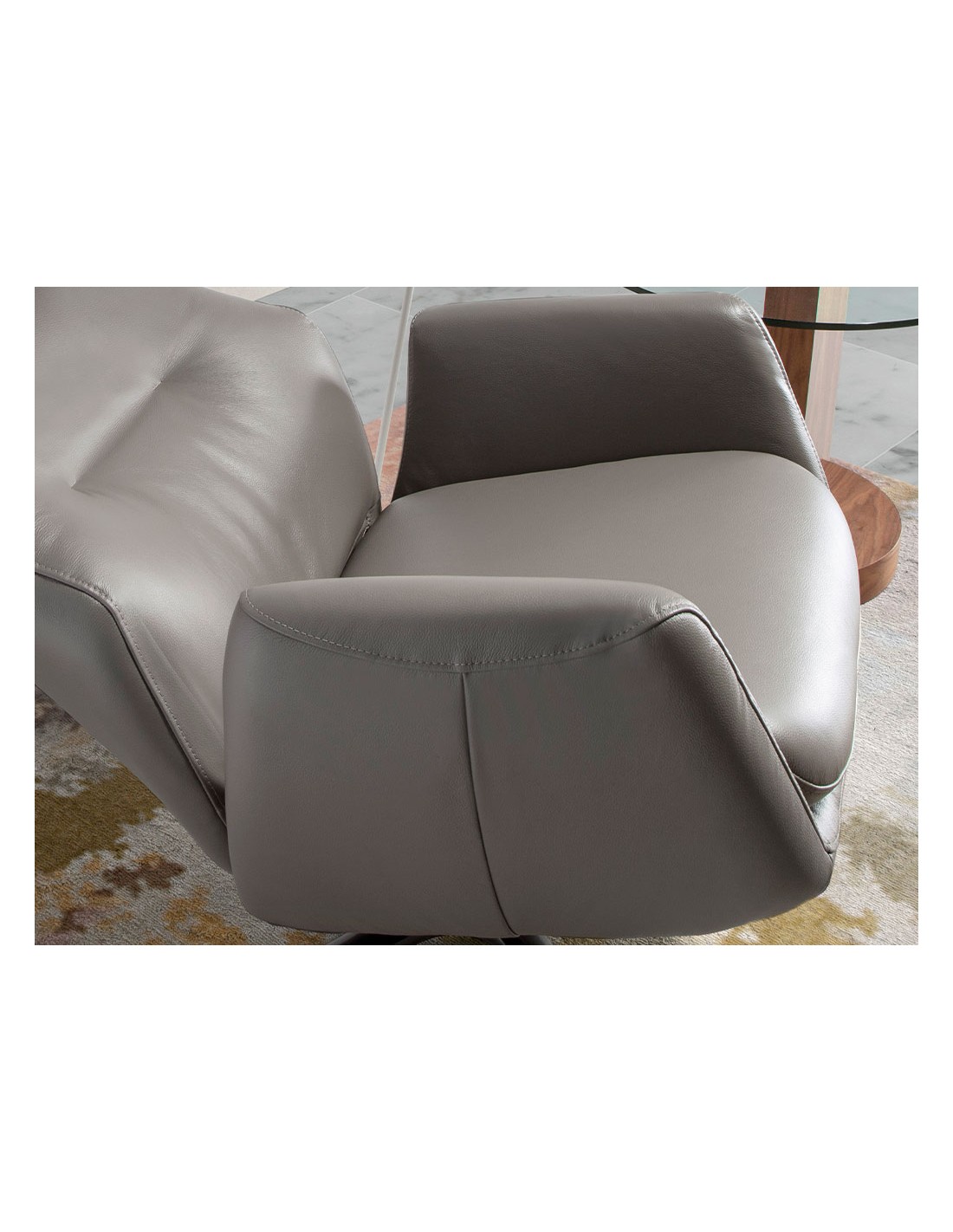 Sillón giratorio reclinable piel gris oscuro
