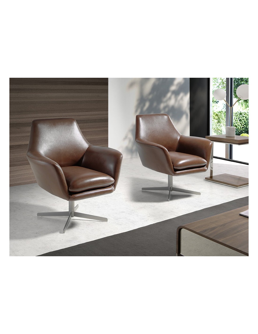 Sillón giratorio piel marrón