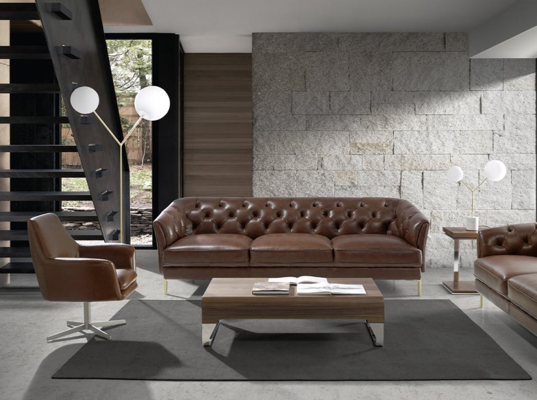 Sillón giratorio piel marrón