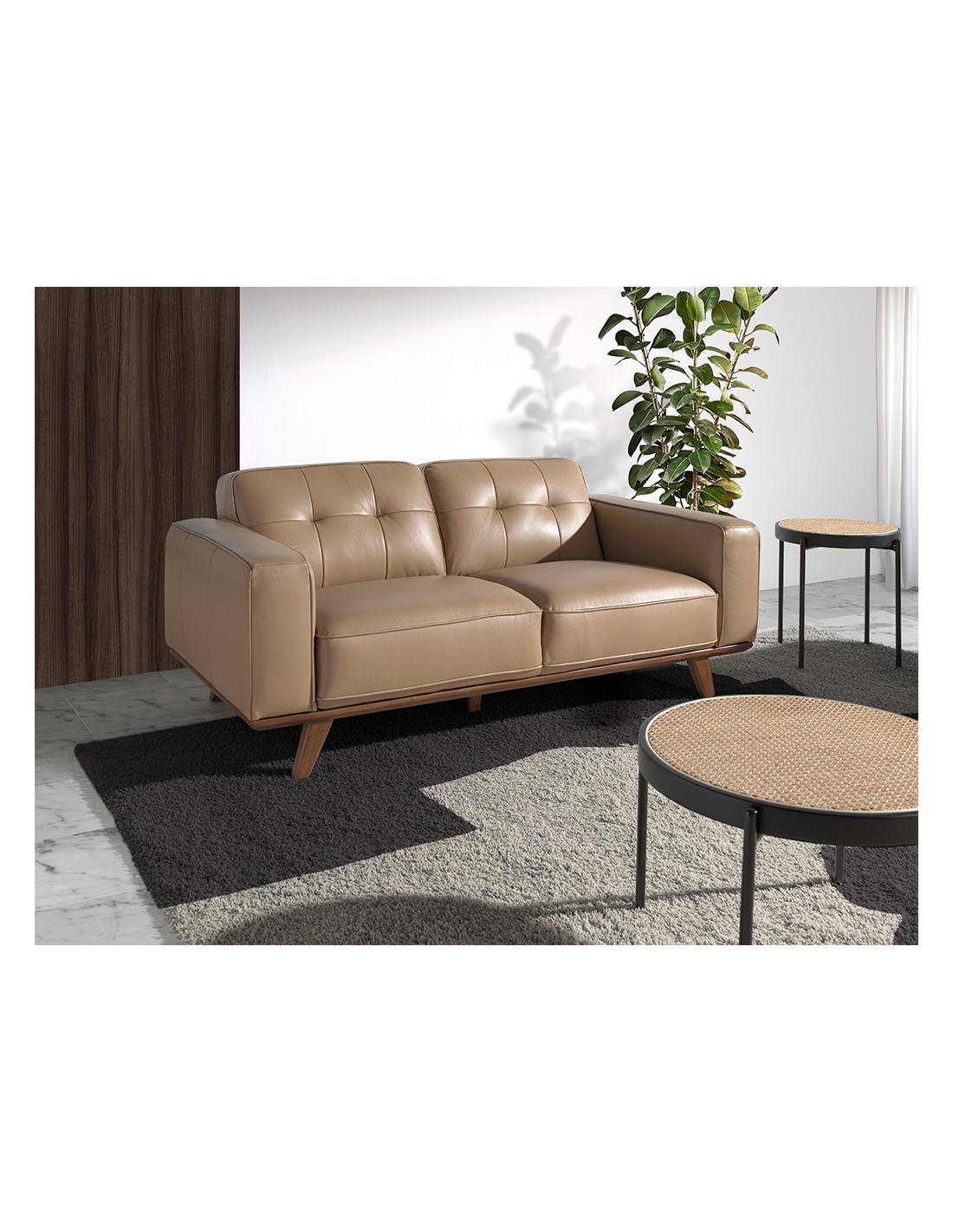 Sofá Chester 2 plazas piel arena