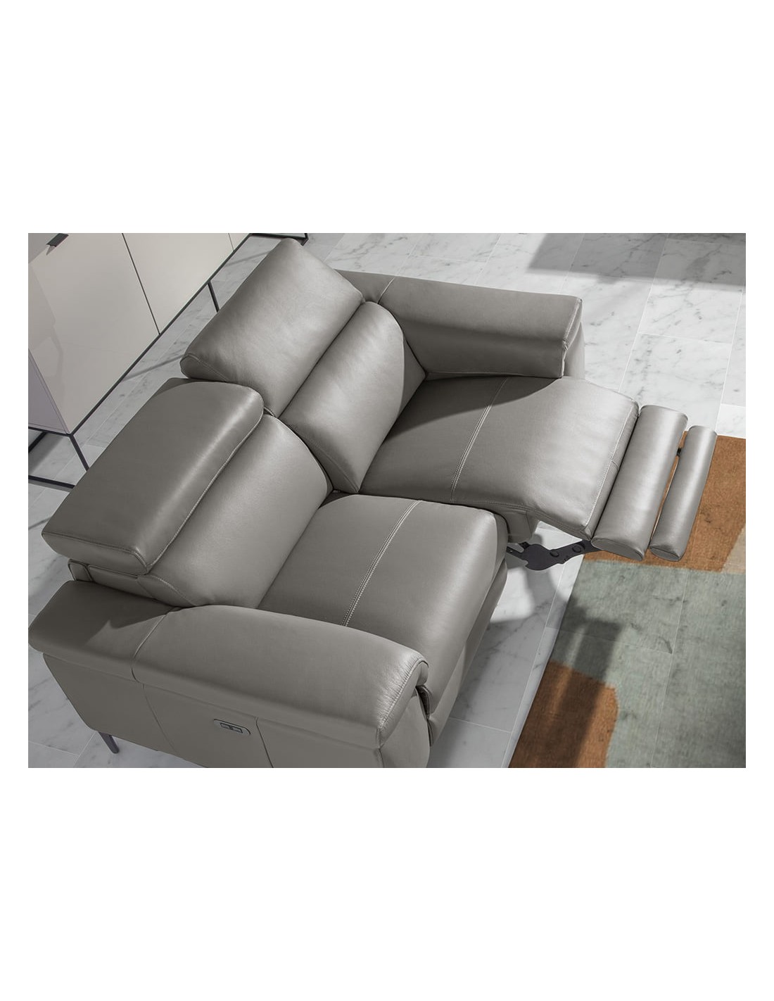 Sofá relax 3 plazas piel gris oscuro