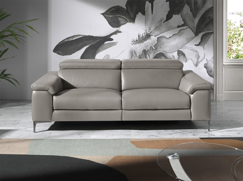 Sofá relax 3 plazas piel gris oscuro