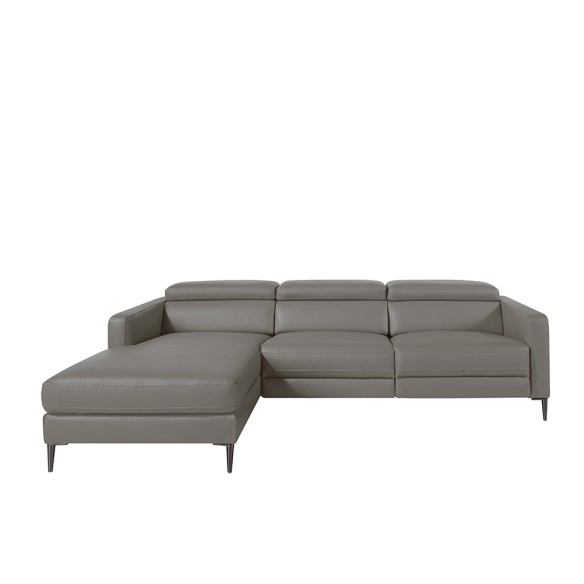 Sofá chaise longue relax izquierda piel gris oscuro