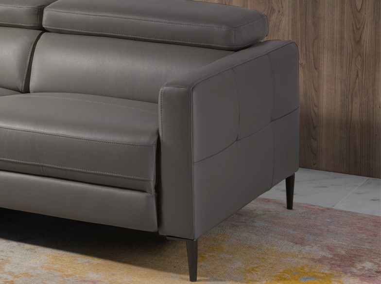 Sofá chaise longue relax izquierda piel gris oscuro