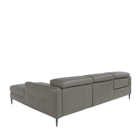 Sofá chaise longue relax derecha piel gris oscuro