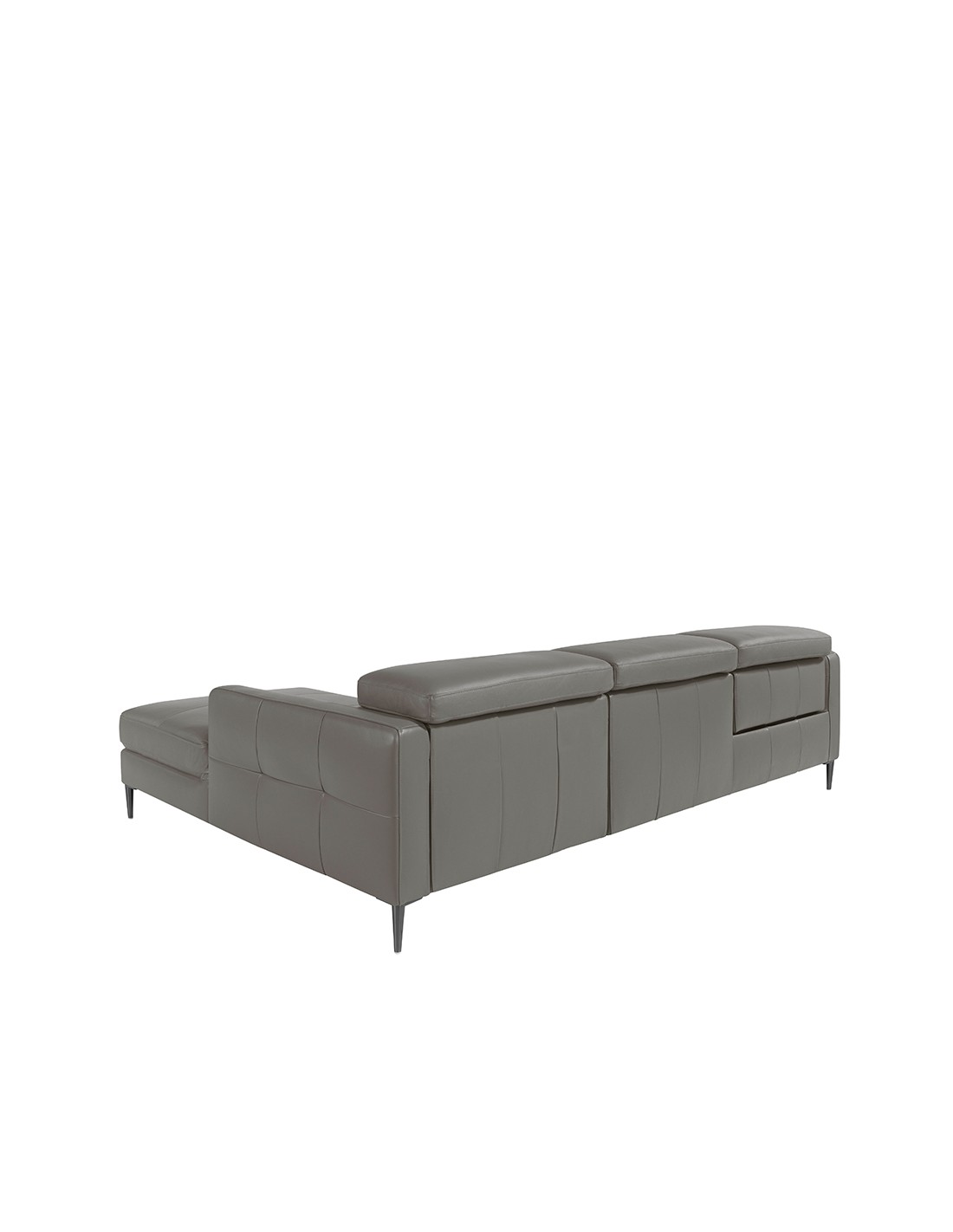 Sofá chaise longue relax derecha piel gris oscuro