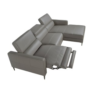 Sofá chaise longue relax derecha piel gris oscuro 2