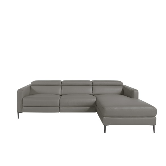 Sofá chaise longue relax derecha piel gris oscuro