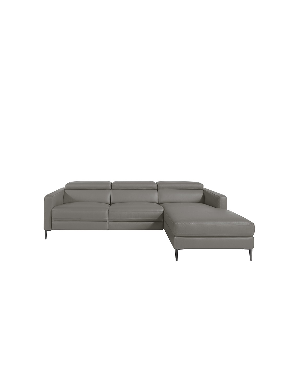 Sofá chaise longue relax derecha piel gris oscuro