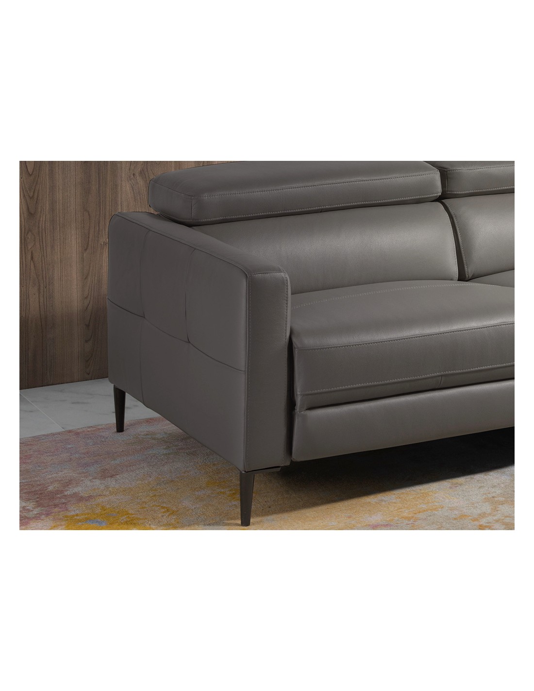 Sofá chaise longue relax derecha piel gris oscuro