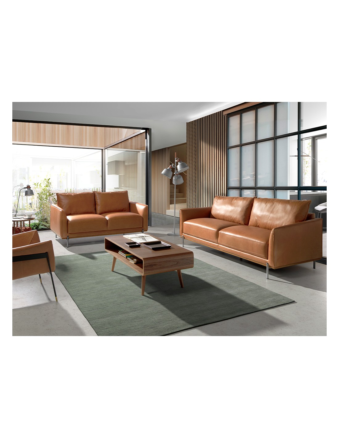 Sofá 2 plazas piel marrón