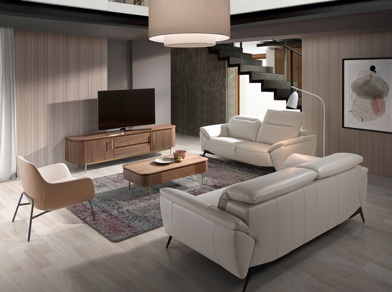 Sofá 2 plazas piel gris taupe