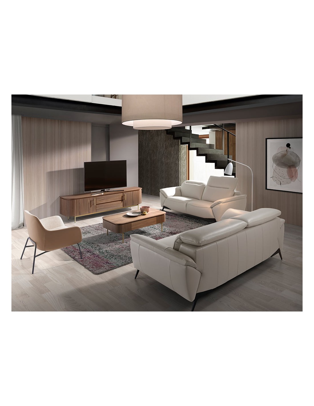 Sofá 2 plazas piel gris taupe