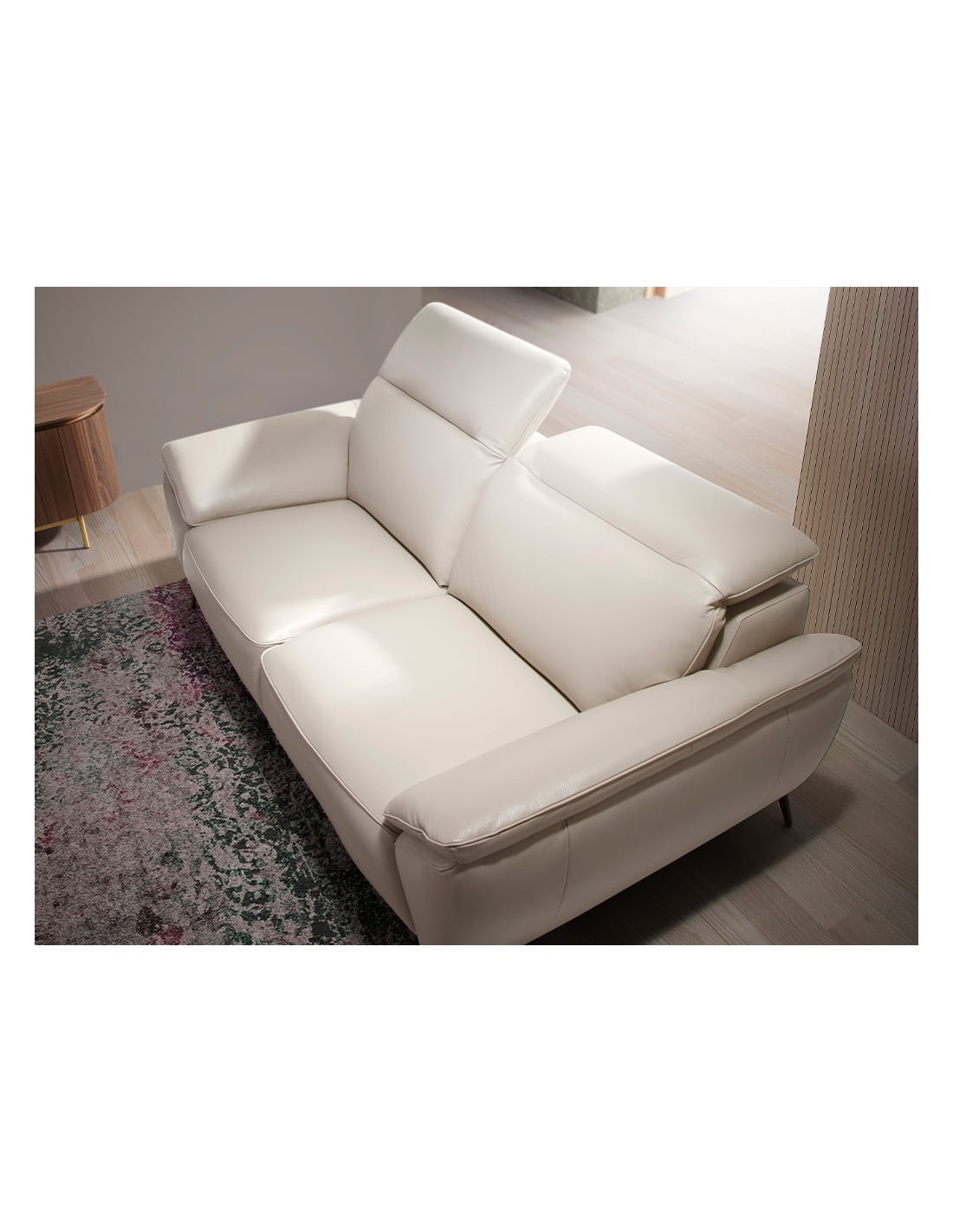 Sofá 2 plazas piel gris taupe