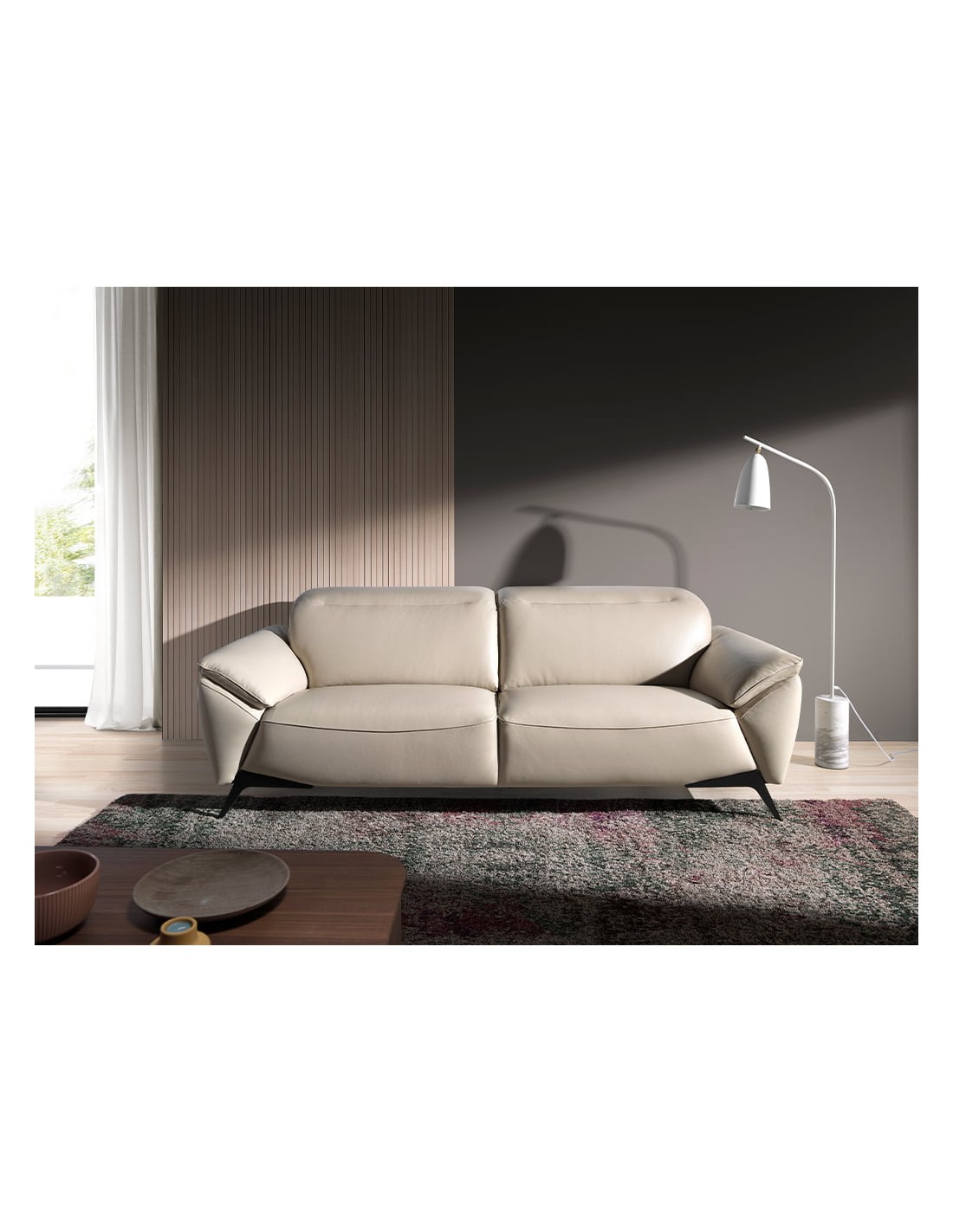 Sofá 3 plazas piel gris taupe