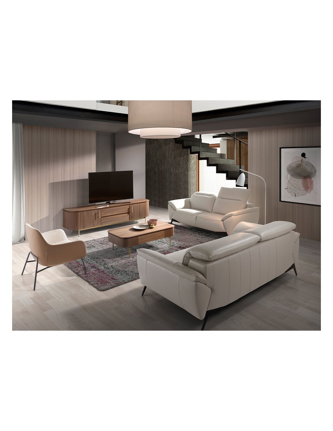 Sofá 3 plazas piel gris taupe