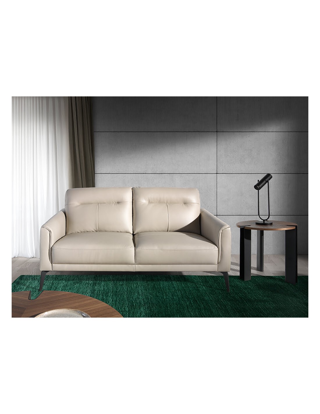 Sofá 2 plazas piel gris taupe