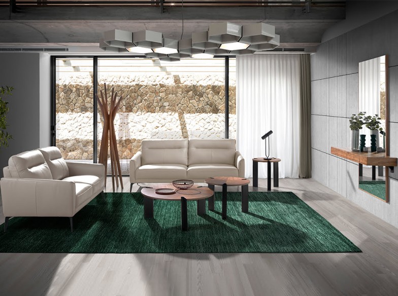 Sofá 2 plazas piel gris taupe