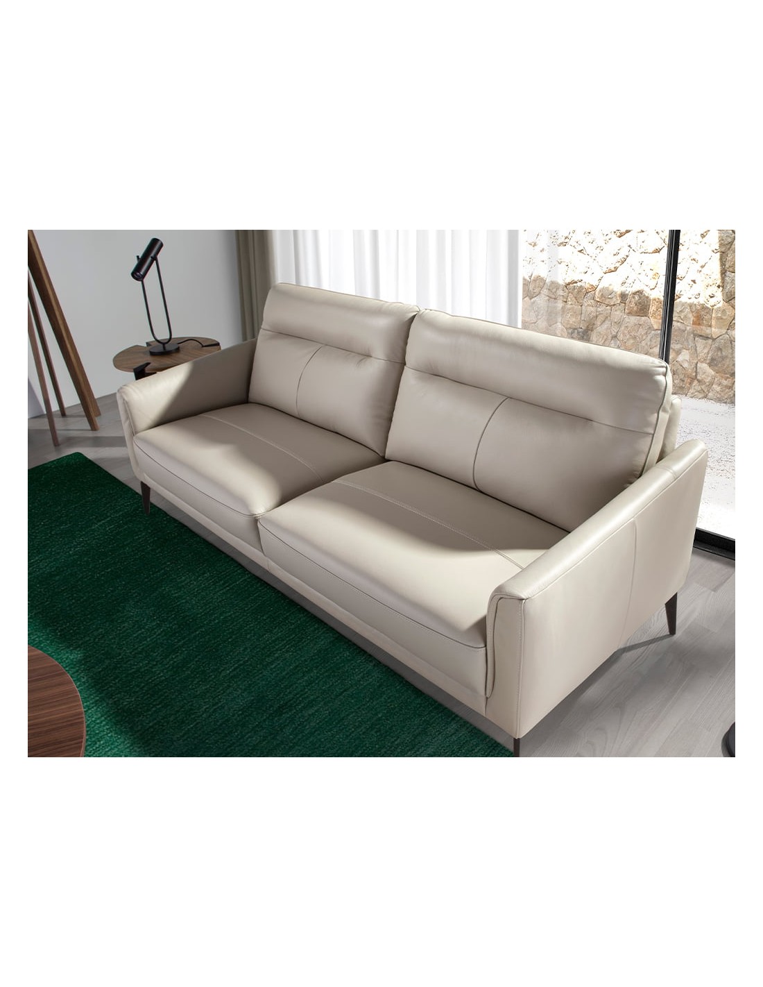 Sofá 2 plazas piel gris taupe