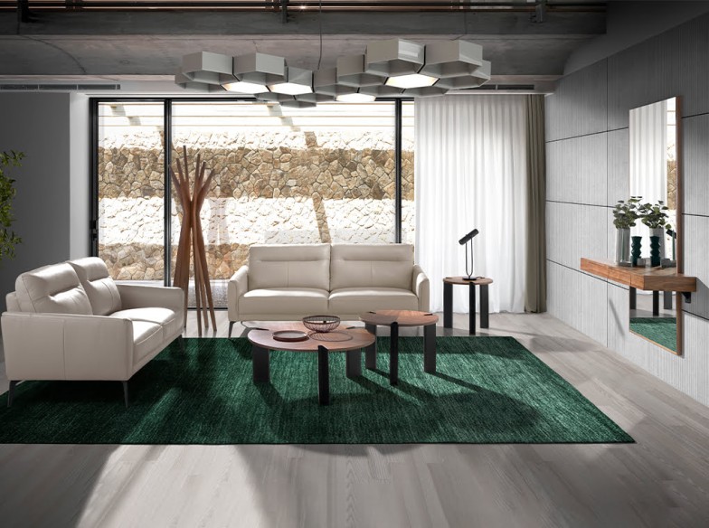 Sofá 3 plazas piel gris taupe