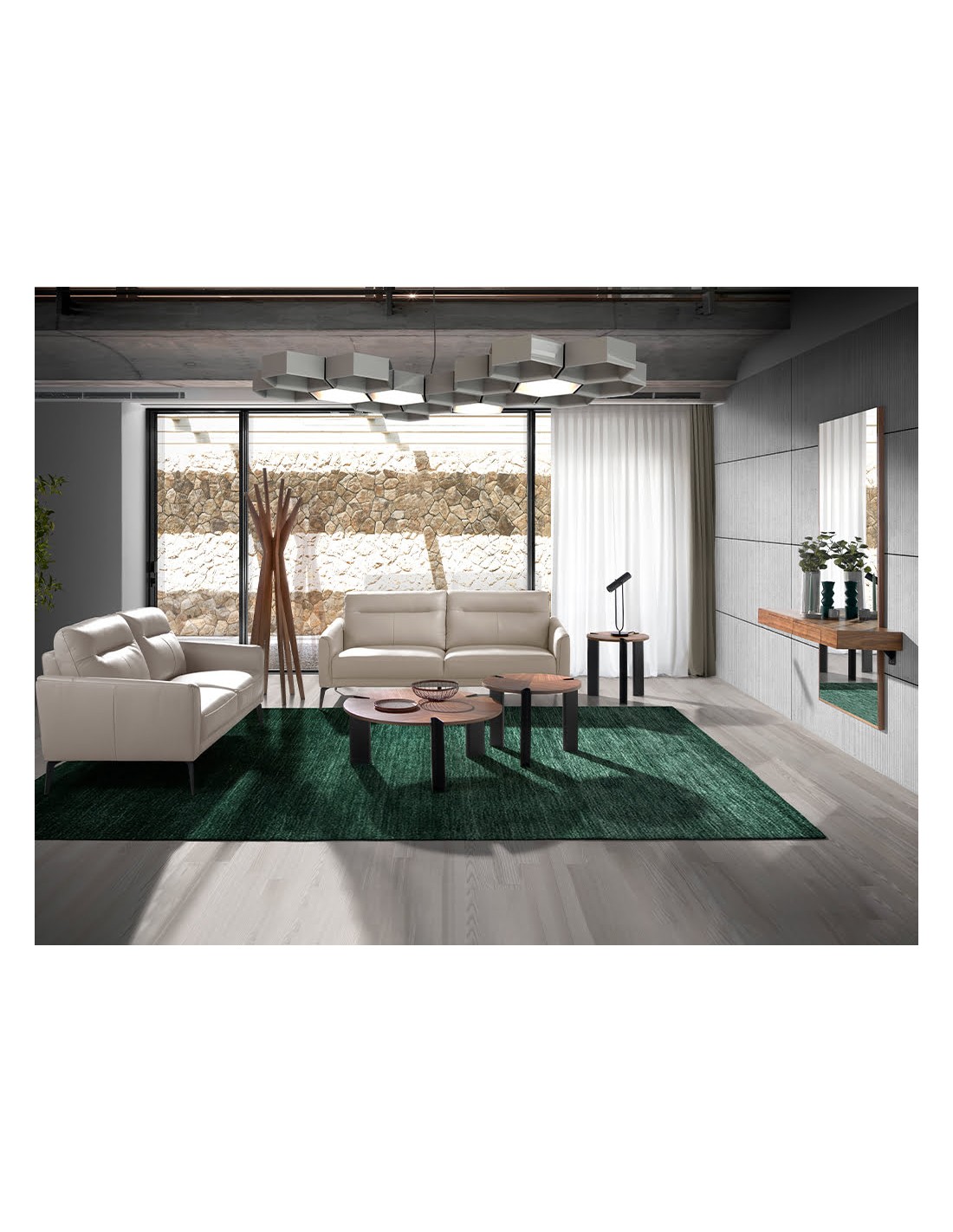 Sofá 3 plazas piel gris taupe